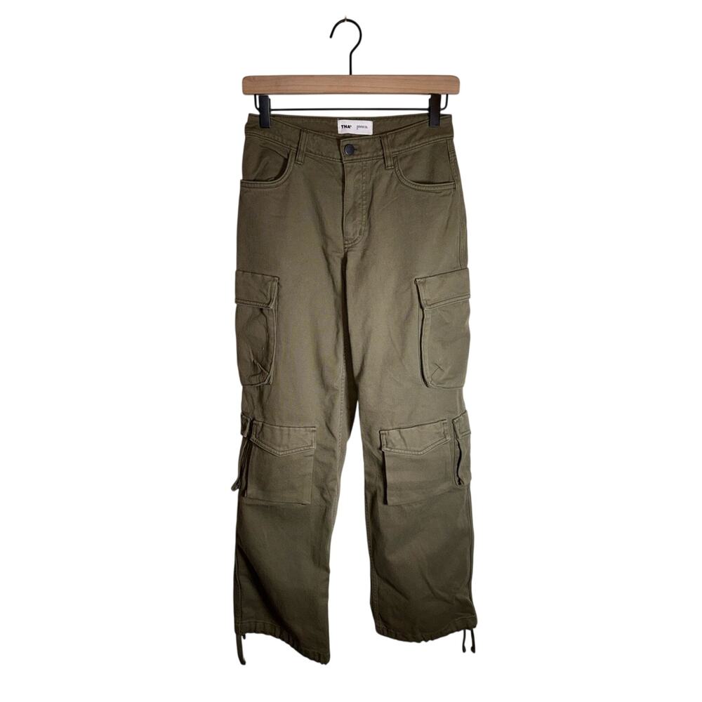 TNA ARITIZIA Olive Green high Rise Denim Casual Multi Pocket Cargo Pants 0